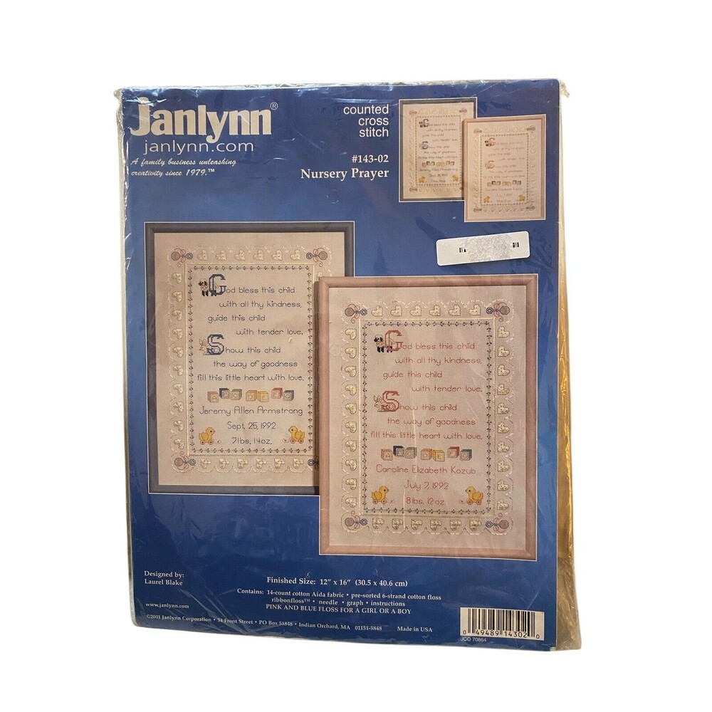 Janlynn Cross Stitch Kit Nursery Prayer #143-02 New Made In USA
